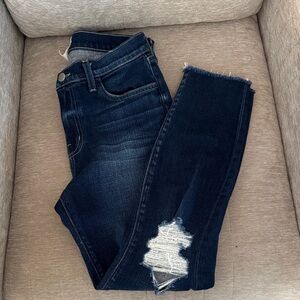 L'AGENCE Dark Blue Distressed Skinny Jeans